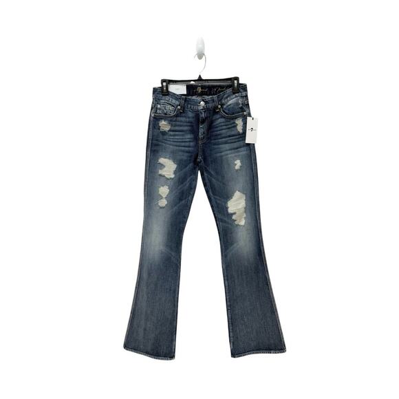 NWT 7 For All Mankind‎ A Pocket Flare Distressed Jeans Women’s Size 28 - Picture 1 of 11